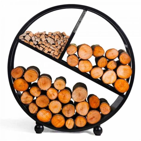 Porte bûche intérieur en métal 80cm – Capacité 100 bûches – Acier avec revêtement poudre noire – Facile à installer – 333237