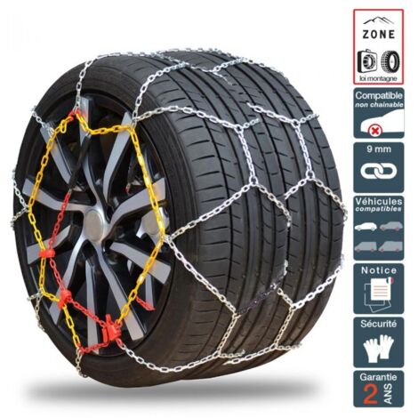 Chaînes à neige 215/75R16 – Montage rapide en acier 9mm – Excellente motricité sur neige et glace – Système de tension manuelle – Polaire - 0130-PR9C-8 (1/5)