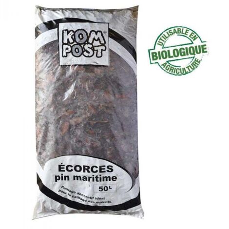 Paillage végétal biodégradable écorces de pin maritime, sac 50 L - KOM37 (1/5)
