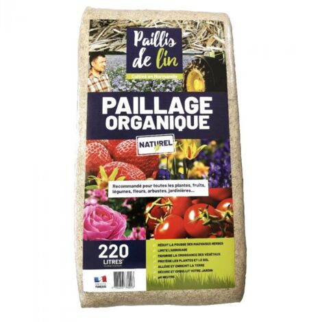 Racine – Paillis de lin organique 220L – Densité 80kg/m³ – Capacité de rétention 245ml/L – FPAI058