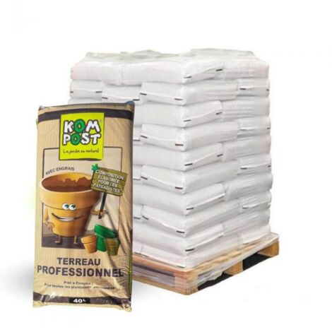 Racine – Terreau professionnel enrichi en compost 27 sacs de 40 litres – Capacité de rétention 654 ml/L – NPK 14.16.18 – KOM1327X40 (1/5)