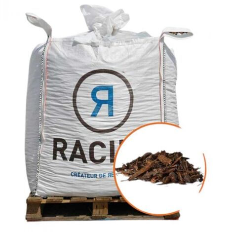 Racine – Paillage écorce de pin sylvestre 20/40mm – Densité 250 kg/m³ – Capacité de rétention 166 ml/l – Big bag 1m3 – PRO67
