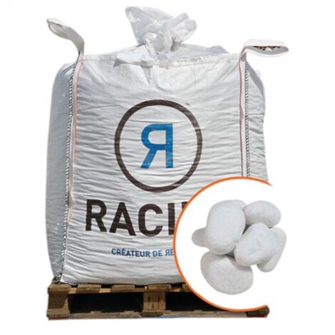 Racine – Paillage minéral galet marbre blanc Carrare 40-60mm – Big bag 500 kg – Densité 1500 kg/m³ – FPAI010