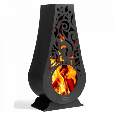 Cheminée design d'extérieur HAWANA, acier naturel, 108cm de hauteur, CookKing, 111484