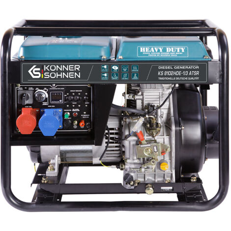 Könner & Söhnen – Groupe électrogène diesel 456cc 6,5kW – Système VTS 230/400V – Autonomie 7h à 50% – 5500W en monophasé – 6500W en triphasé (1/5)