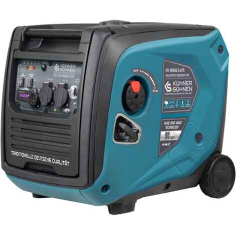Könner & Söhnen – Groupe électrogène de secours 4000W – Moteur essence 4 temps – Système ATS intégré – Niveau sonore 66 dB – Autonomie 12h - 4000iE