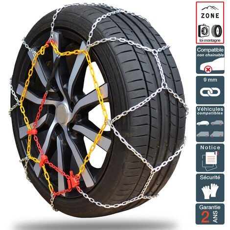 Chaine neige 9mm pneu 225/50R17 montage rapide sécurité garantie