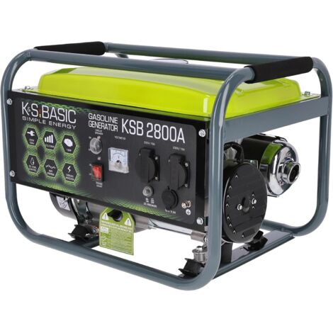 Könner & Söhnen – Groupe électrogène essence 2800W – Démarrage manuel – AVR pour tension stable – 2 prises 230V – Sortie 12V – Alternateur aluminium - 2x16A (1/5)