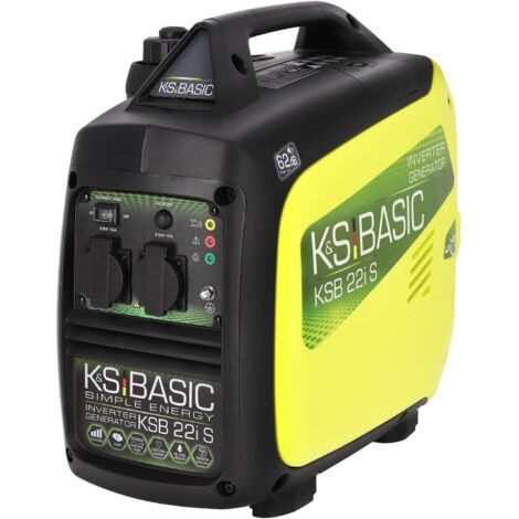 Groupe électrogène inverter KSB 22i S avec la puissance maximale de 2000W, double conversion de l'énergie électrique, adapté aux appareils sensibles, moteur EURO V, 2x16A (230V).