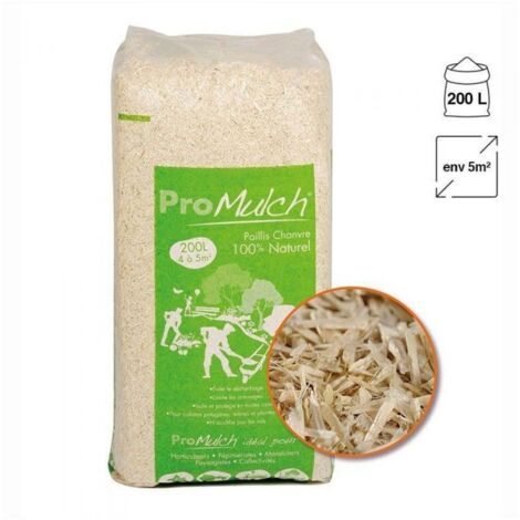 Racine – Paillis de chanvre dégradable 200L – Limite mauvaises herbes – Rétention d'eau 375% – Densité 110 kg/m³ – Pour sols en pente