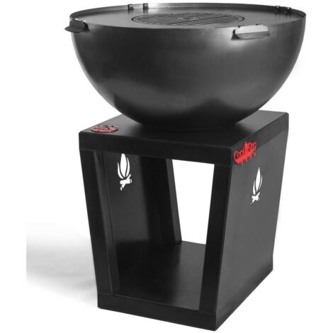 Braséro Barbecue Premium SANTOS 85 cm avec plaque de cuisson et range bois-noir-noir-85 ---Braséro seul (1/5)