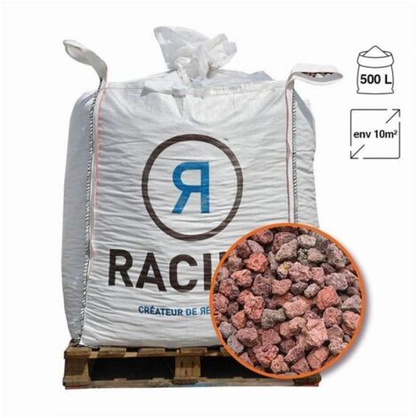 Racine – Paillage minéral pouzzolane rouge 12/20 – Big bag 500 litres – Couvre 10 m² – Granulométrie 12/20 mm pour aménagement paysager