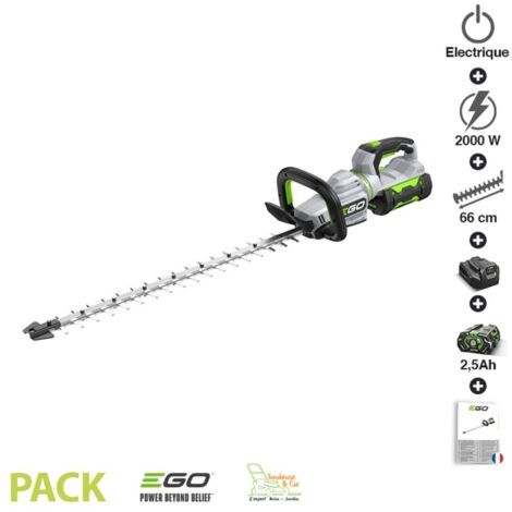 Pack sculpte-haies batterie 2,5Ah et chargeur inclus lame double 66 cm Egopower HT2600E (1/5)