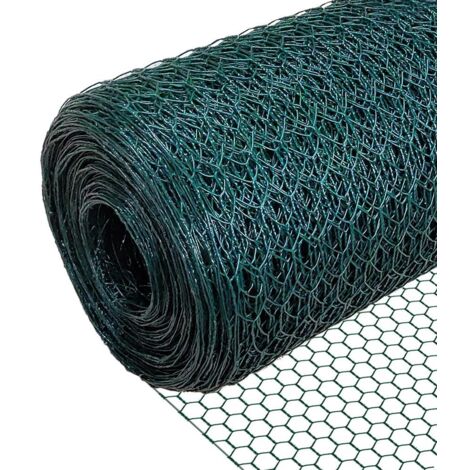 VOUNOT Rete Metallica Torsione Tripla Rivestimento in PVC, Maglia Esagonale 13mm, 100cm x 25m, Verde