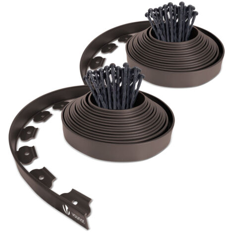 VOUNOT Bordo Giardino Flessibile con Chiodi di Fissaggio, Bordi Aiuole Plastica, 20m, Marrone