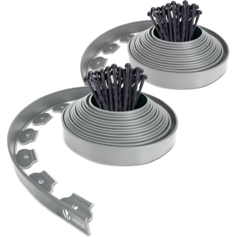 VOUNOT Bordo Giardino Flessibile con Chiodi di Fissaggio, Bordi Aiuole Plastica, 20m, Grigio