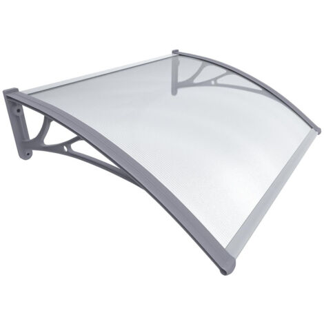 VOUNOT Pensilina Tettoia 120x80cm per Porta Balcone Esterno, Pensilina Alveolare in Policarbonato, Grigio (1/7)