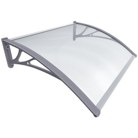 VOUNOT Pensilina Tettoia 100x80cm per Porta Balcone Esterno, Pensilina Alveolare in Policarbonato, Grigio (1/5)