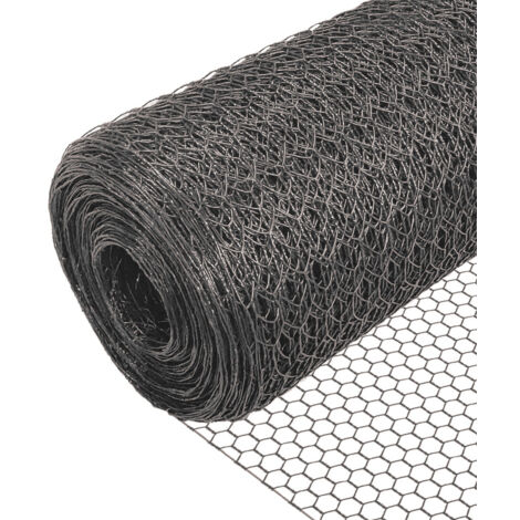 VOUNOT Rete Metallica Torsione Tripla Rivestimento in PVC, Maglia Esagonale 13mm, 100cm x 25m, Grigio