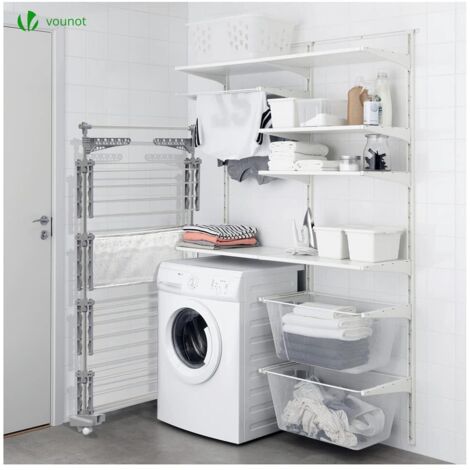 Innotic Stendibiancheria A Torre Pieghevole 4 Livelli – 48 Barre E 2 Ali – Altezza 168 Cm – Ruote Antigraffio – Bianco – Per Interno Ed Esterno