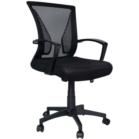 VOUNOT Sedia da Ufficio Scrivania Ergonomica, Poltrona con Schienale in Rete, con Supporto Lombare e Braccioli, Colore Nero (1/5)