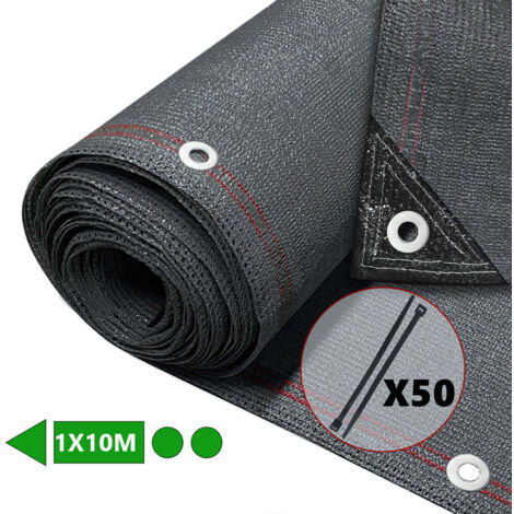 VOUNOT Rete Ombreggiante 1×10m, Telo Frangivista Recinzione Giardino HDPE 230g/m², Antracite (1/5)