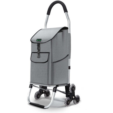 VOUNOT Carrello Spesa Pieghevole in Alluminio, Carrello Portaspesa 6 Ruote con Borsa Oxford Staccabile, 45 L Grigio