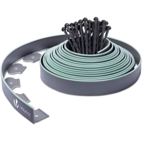 VOUNOT Bordo Giardino Flessibile, Bordi Aiuole Plastica, Lunghezza 20m, Grigio e Verde