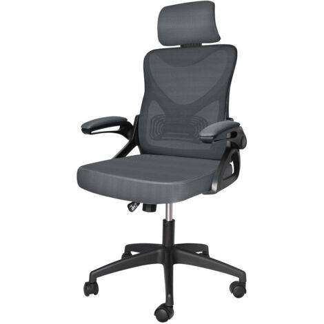 VOUNOT Sedia da Ufficio Scrivania Ergonomica, Poltrona con Schienale in Rete, con Poggiatesta e Supporto Lombare, Colore Grigio (1/5)