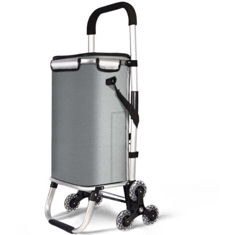 VOUNOT Carrello Spesa Pieghevole in Alluminio, Carrello Portaspesa 6 Ruote con Borsa Termico, 50 L Grigio