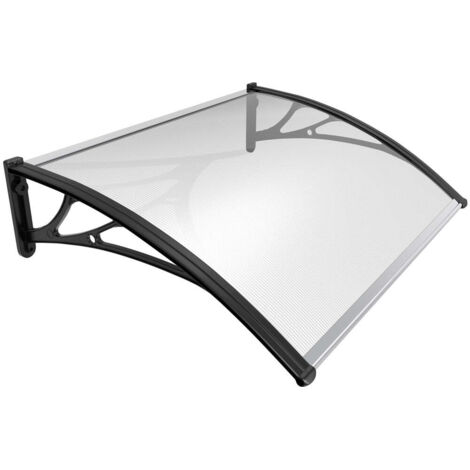 VOUNOT Pensilina Tettoia 120x80cm per Porta Balcone Esterno, Pensilina Alveolare in Policarbonato, Nero