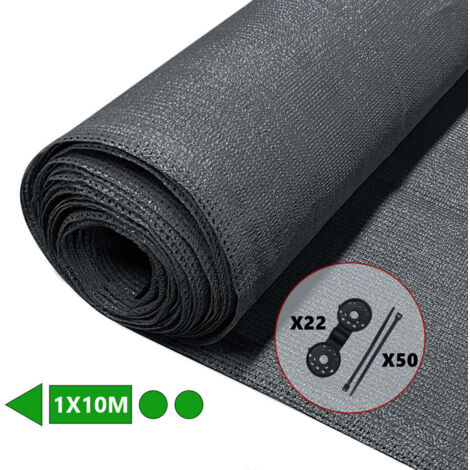 VOUNOT Rete Ombreggiante 1×10m, Telo Frangivista Recinzione Giardino HDPE, Antracite