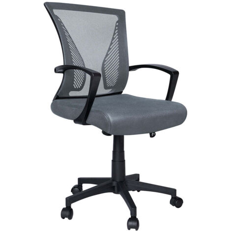 VOUNOT Sedia da Ufficio Scrivania Ergonomica, Poltrona con Schienale in Rete, con Supporto Lombare e Braccioli, Colore Grigio