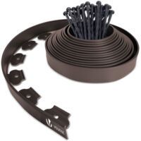 VOUNOT Bordo Giardino Flessibile con Chiodi di Fissaggio, Bordi Aiuole Plastica, 10m, Marrone