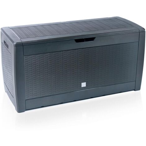 VOUNOT Baúl de Almacenaje 119x48x60cm de Plástico Efecto Trenzado 310 L Cofre de Jardín Antracita