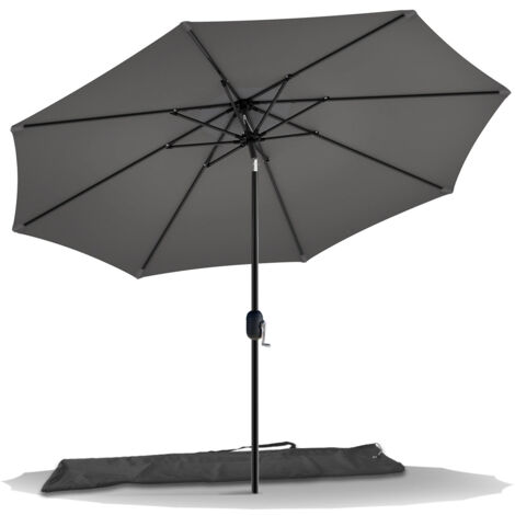 VOUNOT Sombrilla Jardín Parasol Inclinable 2.70 x 2.40m con Funda Protectora, Gris