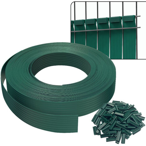 VOUNOT Tiras de Protección Visual de PVC 75 m x 4.7 cm para Valla de Jardín con Clips, Verde
