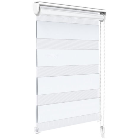VOUNOT Estores Enrollables de Doble Capa Noche y Día, Persianas Enrollables Interior para Ventana, Blanco, 80 x 150 cm