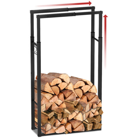 VOUNOT Soporte de Madera, Estante de Registro de Chimenea, Leñera Soporte de Almacenamiento de Madera, Negro