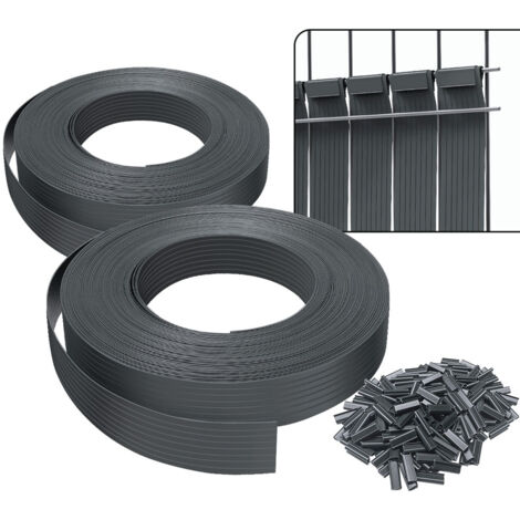 VOUNOT Tiras de Protección Visual de PVC 150 m x 4.7 cm para Valla de Jardín con Clips, Gris