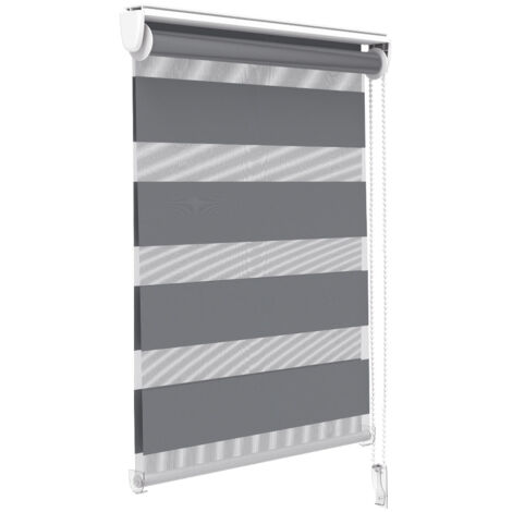 VOUNOT Estores Enrollables de Doble Capa Noche y Día, Persianas Enrollables Interior para Ventana, Gris, 50 x 150 cm