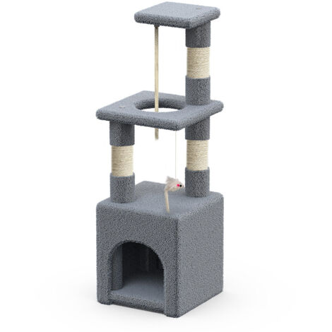 VOUNOT Árbol Rascador para Gatos con Cuerda Sisal Plataforma, 88 cm, Gris