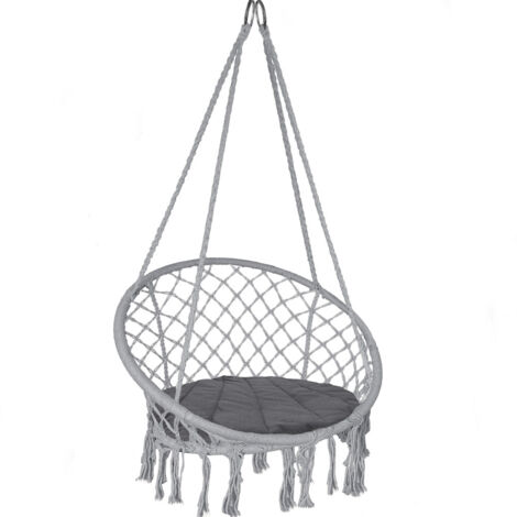 VOUNOT Silla Colgante Columpio Hamaca con Cojín Redondo Gris