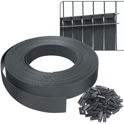 VOUNOT Tiras de Protección Visual de PVC 75 m x 4.7 cm para Valla de Jardín con Clips, Gris