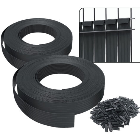 VOUNOT Tiras de Protección Visual de PVC 150 m x 4.7 cm para Valla de Jardín con Clips, Negro