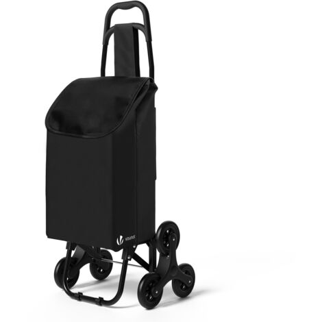 VOUNOT Carro Compra con 6 Ruedas para Subir Escaleras, 32L, Negro