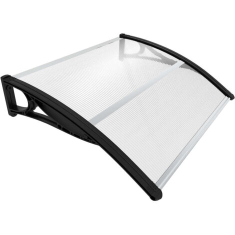 VOUNOT Marquesinas Exterior para Puertas Ventanas Tejadillo Protección con Barra Central, 100x80cm Negro