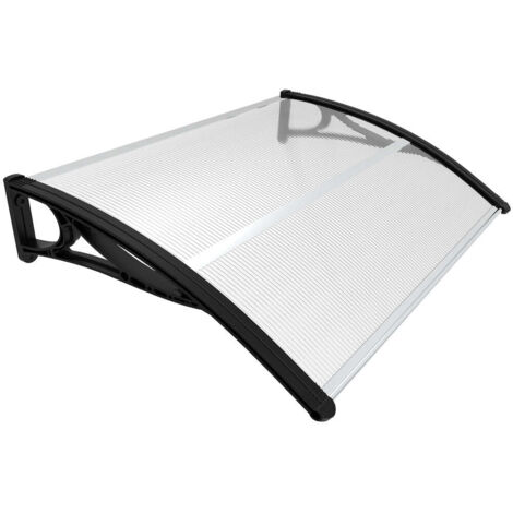 VOUNOT Marquesinas Exterior para Puertas Ventanas Tejadillo Protección con Barra Central, 120x80cm Negro