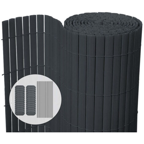 VOUNOT Cañizo PVC Doble Cara 100x300cm con Puente Reforzado, Estera PVC Valla Privacidad, Color Gris (1/5)