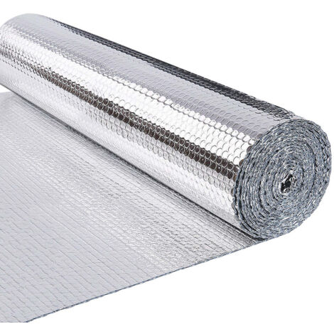 VOUNOT Aislante Térmico Reflexivo 10 x 1 m Aluminio y Burbujas, Lámina Aislante Doble Cara para Frío y Calor